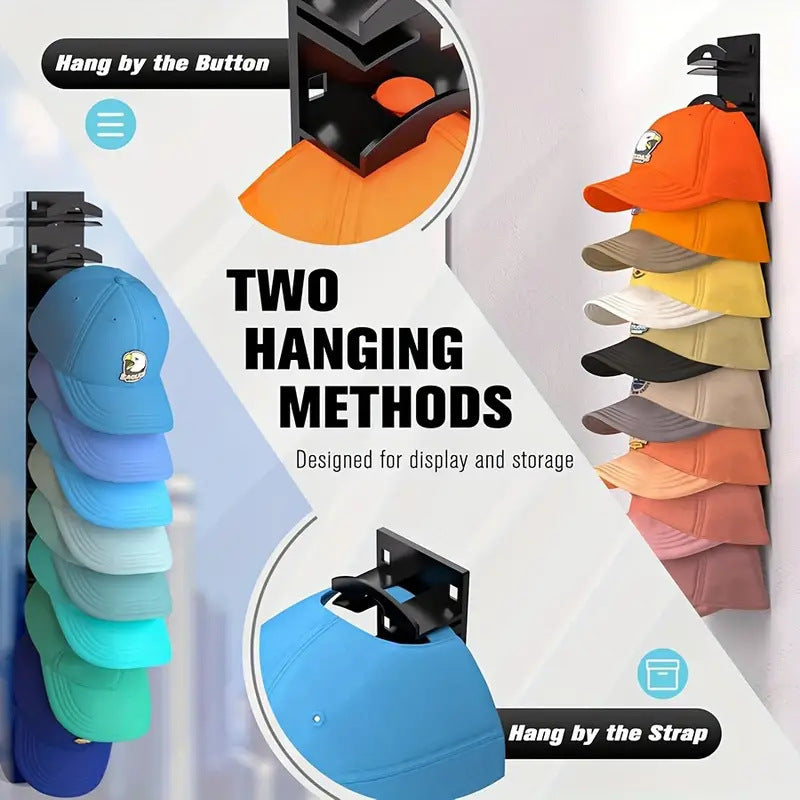 Baseball Cap Rack Wall Mount – Holds 10 Hats | Space-Saving Hat Organizer
