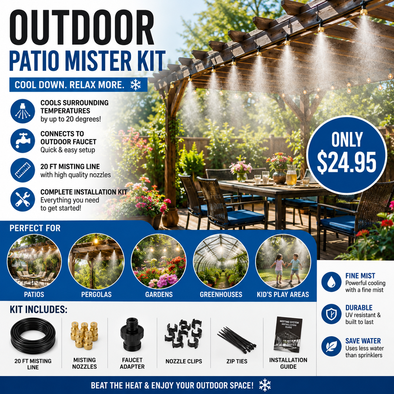 Outdoor Patio Mister Kit