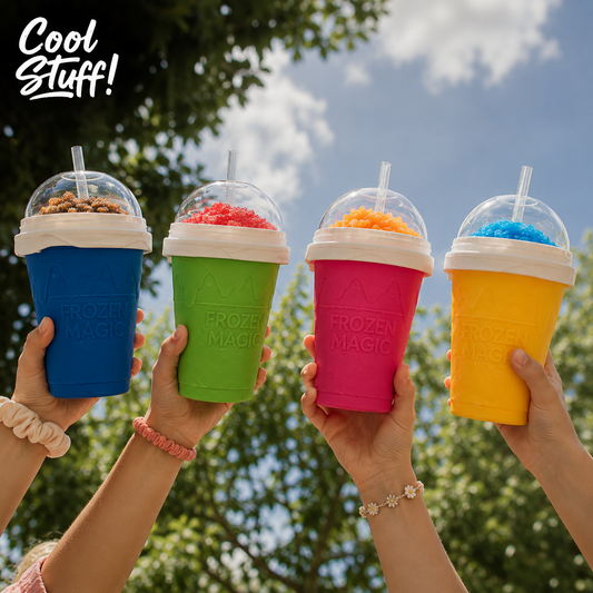 Instant Slush Cup - Reusable Frozen Drink Maker | BPA-Free Silicone Smoothie & Slush Cup with Spoon Straw