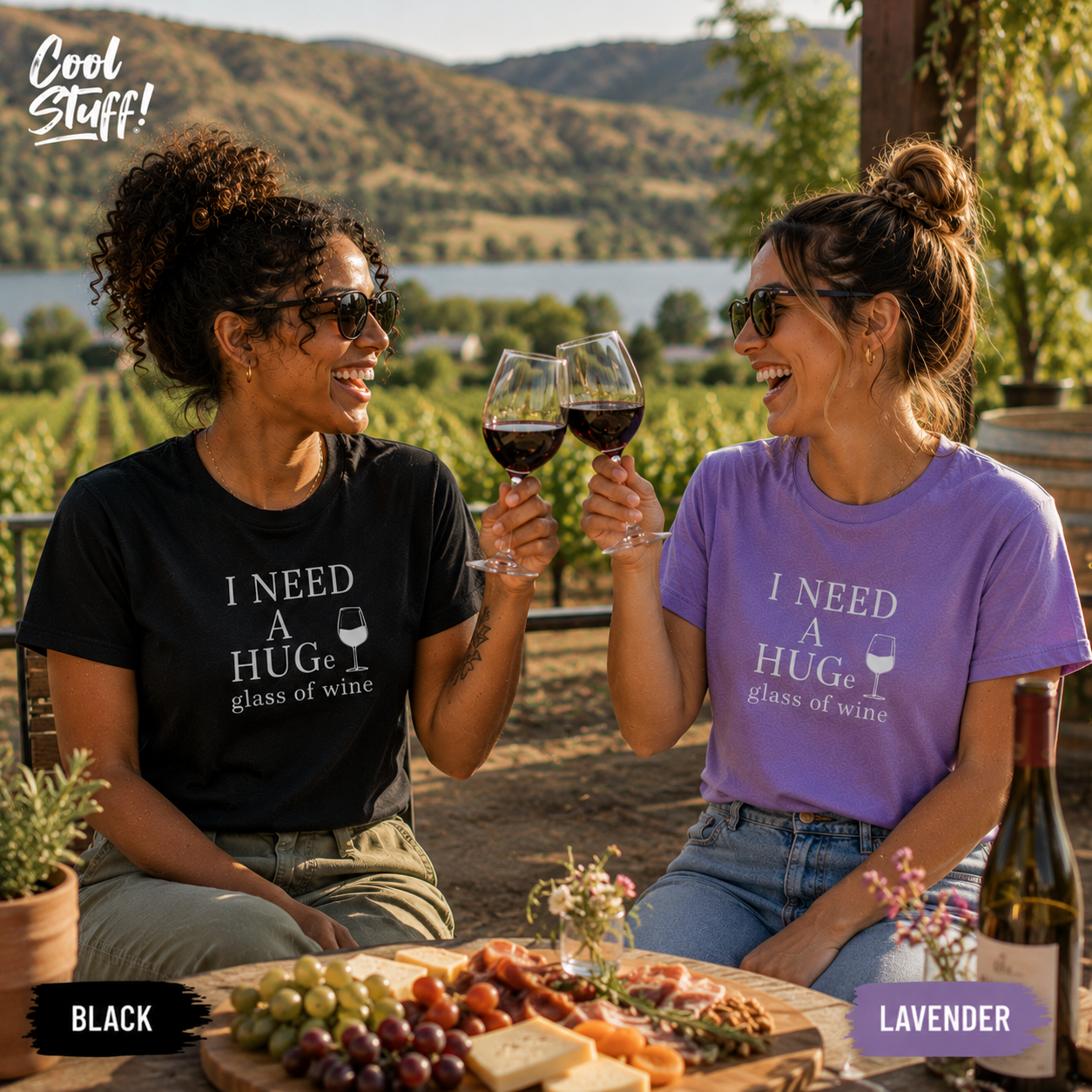 I NED A HUGe... Glass of Wine Women's Camping T-Shirt | 100% Cotton Graphic Tee