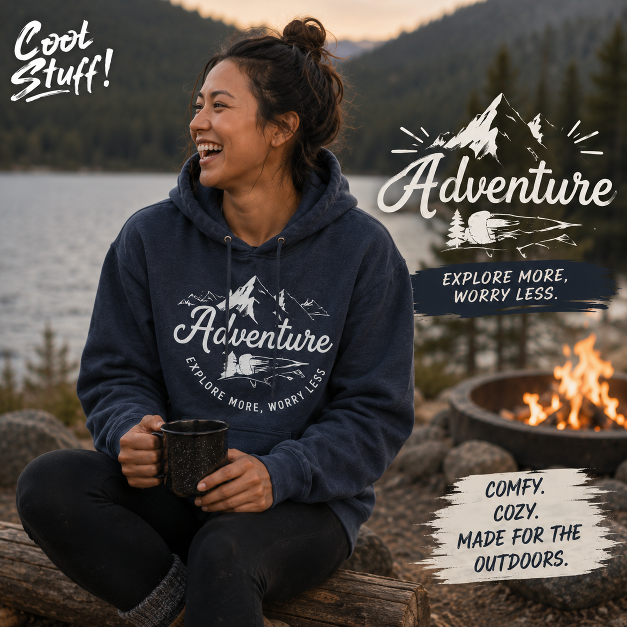 Adventure Hoodie | Explore More Worry Less Hoodie | Cool Stuff Canada