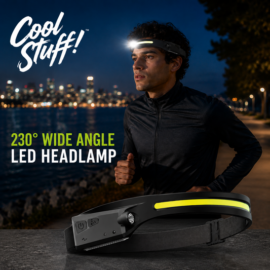 230° Wide Angle LED Headlamp | USB Rechargeable Motion Sensor Headlamp