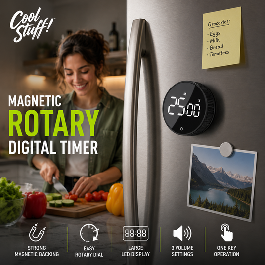 Magnetic Digital Kitchen Timer with Rotary Dial
