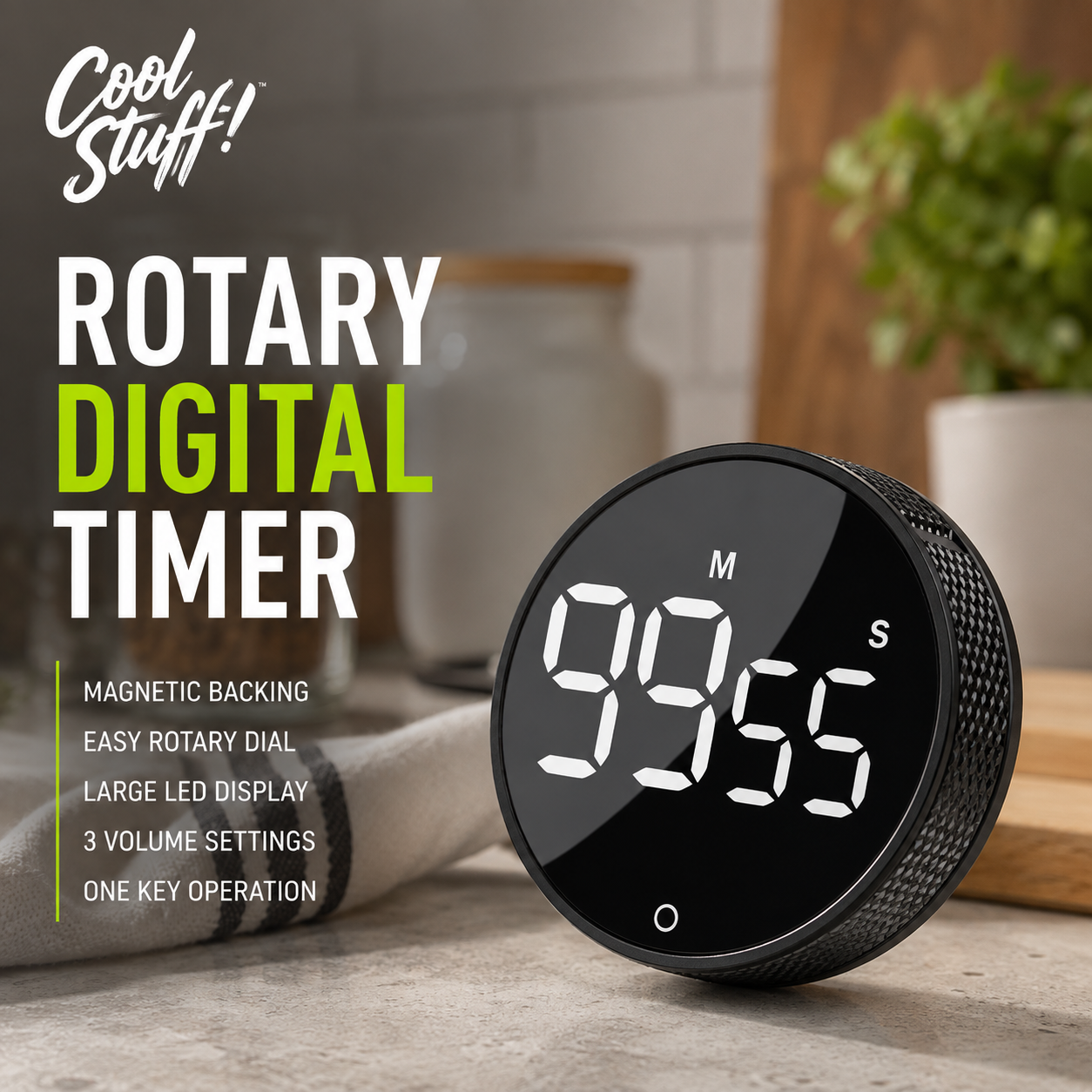 Magnetic Digital Kitchen Timer with Rotary Dial