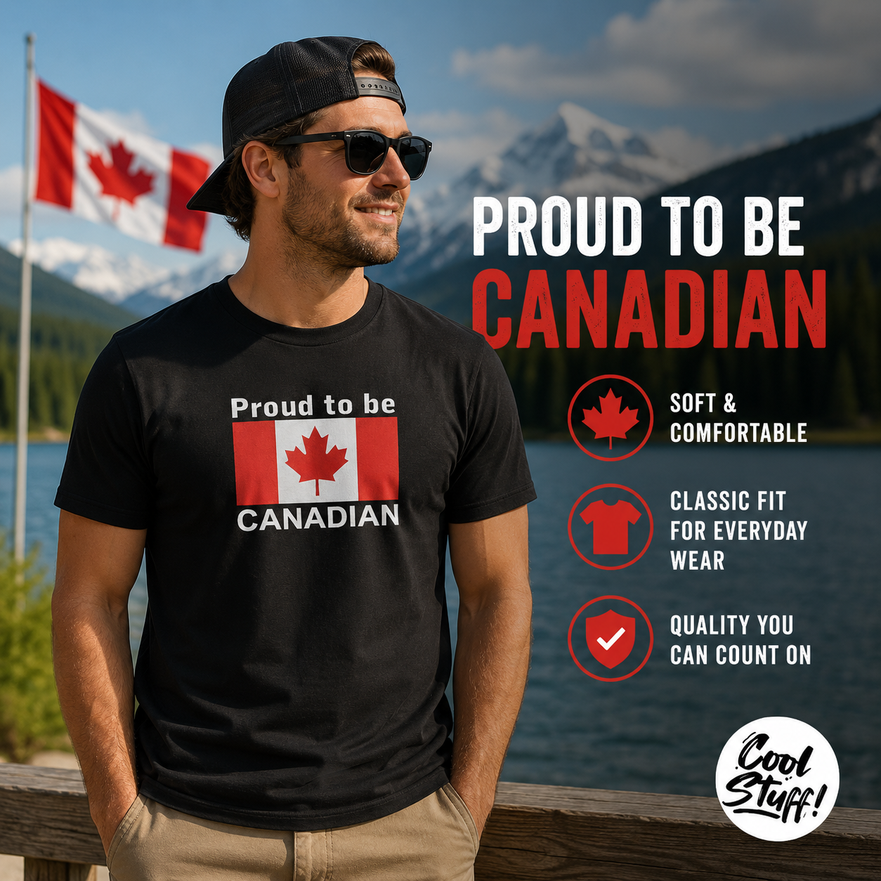 Proud To Be Canadian T-Shirt Black | Canadian Pride Shirt Canada