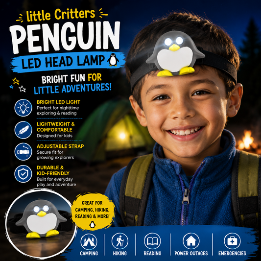 Kids Penguin LED Head Lamp – Adjustable Children's Headlight for Camping & Reading